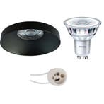 GU10 Inbouwspot Set - Mat Zwart - Inbouw Rond - Philips -, Metaal of Aluminium, Nieuw, Ophalen of Verzenden, Led