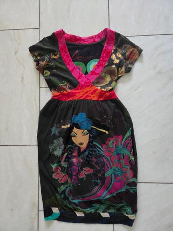 kleurige jurk van Desigual maat 34 XS, Ophalen of Verzenden, Zo goed als nieuw, Desigual, Maat 34 (XS) of kleiner