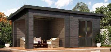 ACTIE!! COMPOSIET TUINHUIS 602x303CM ONDERHOUDSVRIJ 28mm.!!, Kunststof, 200 tot 400 cm, Tuinhuis, Nieuw