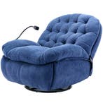 Gewatteerde Fauteuil met Zijvakken – Blauwe Massagefauteuil, Nieuw, Stof, Eén, Verzenden