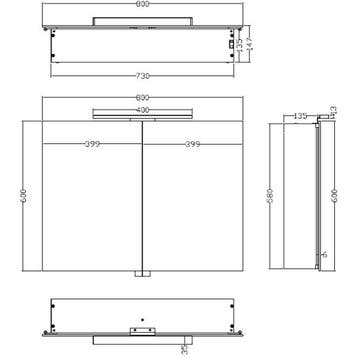 Xellanz Bright Spiegelkast Met LED - 80x60x14cm, Huis en Inrichting, Badkamer | Badkamermeubels, Ophalen of Verzenden, Nieuw