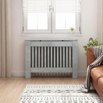 vidaXL Radiatorafdekking Betongrijs 112 x 19 x 81,5 cm, Verzenden, Nieuw