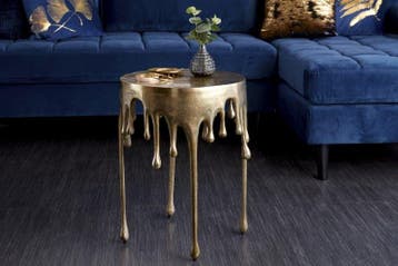 Extravagante bijzettafel LIQUID LINE 50cm goud druppelvormig, Huis en Inrichting, Tafels | Sidetables, Ophalen of Verzenden, Nieuw