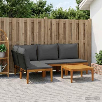 vidaXL 5 st Massief acaciahout & touw Naturel, Verzenden, Nieuw, 5 zitplaatsen