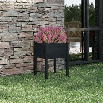 vidaXL Plantenbak 50x50x70 cm massief grenenhout zwart, Tuin en Terras, Bloembakken en Plantenbakken, Verzenden, Minder dan 60 cm