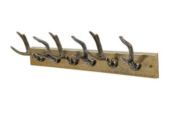 Wandkapstok met hertmotief, 50 cm, metaal, messing - 45664, Huis en Inrichting, Woonaccessoires | Kapstokken, Ophalen of Verzenden