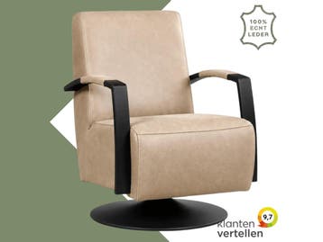 Leren draaifauteuil Mood - Vintage Taupe (taupe/bruin) -, Nieuw, Ophalen of Verzenden, 50 tot 75 cm, Industrieel, Modern