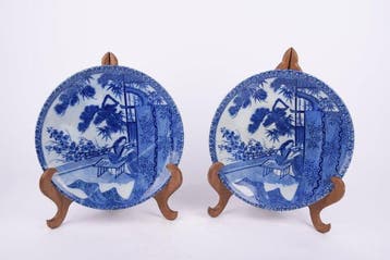 Bord (2) - Porselein - Decoratieve set van twee, Antiek en Kunst