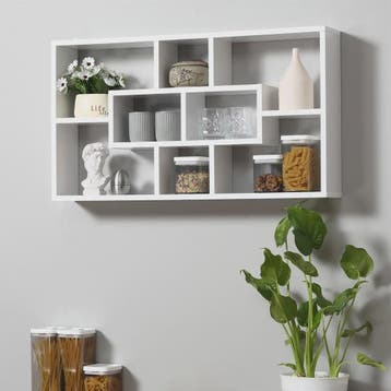 HOMCOM wall shelf set of 8 shelves wooden CDs book shelf, Verzenden, Nieuw