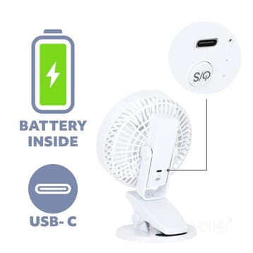Bureauventilator met Clip - Viento Clip Wit - USB-oplaadb..., Huis en Inrichting, Ophalen of Verzenden, Nieuw