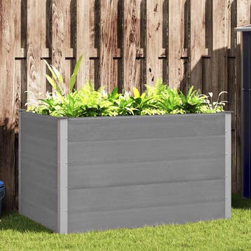 vidaXL Plantenbak verhoogd 150x100x91 cm HKC grijs, Tuin en Terras, 100 cm of meer, Verzenden, Nieuw, 60 cm of meer