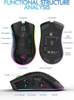 2dekans | ZIYOU LANG X3 Draadloze Gaming Muis - RGB, Ophalen of Verzenden, Zo goed als nieuw, ZiYOULANG