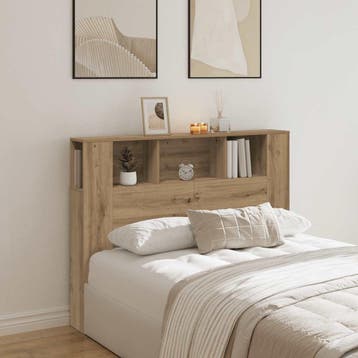 vidaXL Hoofdbordkast Artisan Eiken 140x18,5x102,5 cm Bewerkt, Verzenden, Nieuw, Bruin, Hout