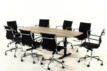Vergadertafel eiken 220 TUBE met 8 verrijdbare stoelen, Ophalen of Verzenden, Nieuw in verpakking
