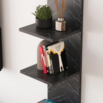 Wandrek Surahammar met 4 planken 95x30x28 cm marmerlook zwar, Huis en Inrichting, Woonaccessoires | Wandplanken en Boekenplanken