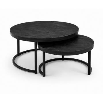 Salontafel S/2 Glasgow XL Mango black, Ophalen of Verzenden, Nieuw