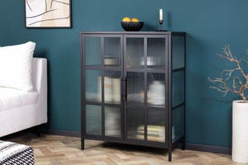 industrieele vitrine DURA STEEL 80cm zwart metaal geribbeld, Huis en Inrichting, Kasten | Overige, Ophalen of Verzenden, Nieuw