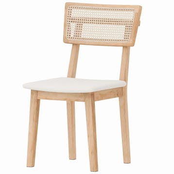 TRUUSK Eetkamerstoel - Rattan Rugleuning - Kunstlederen Zitt, Huis en Inrichting, Kasten | Wandmeubels, Verzenden, Nieuw