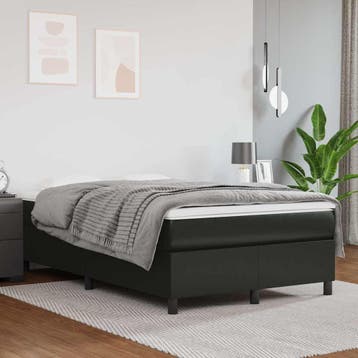 vidaXL Boxspring bed kunstleer zwart 120x200 cm, Overige materialen, Verzenden, Zwart, Nieuw