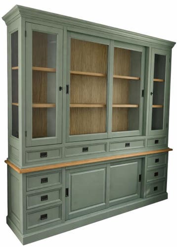 Buffetkast Engels groen – eiken interieur Eelde 225cm, Ophalen of Verzenden, Nieuw
