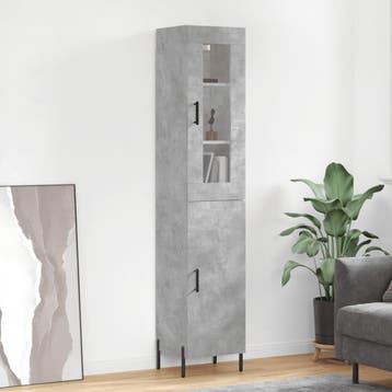 vidaXL buffetkast 34,5x34x180 cm bewerkt hout betongrijs, Minder dan 50 cm, Verzenden, Nieuw, Minder dan 100 cm