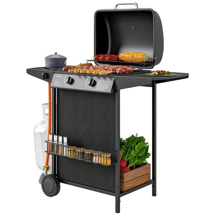 Gasgrill 7 KW Grillwagen Inkl 3 Branders Zijkoker Rol Drukre, Tuin en Terras, Planten | Bomen, Verzenden