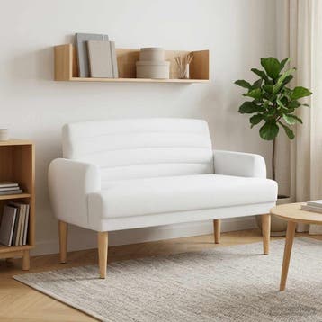 vidaXL Loungebank met knopencomfort Wit 116 x 67 x 80 cm, Verzenden, Nieuw, Stof, Minder dan 150 cm