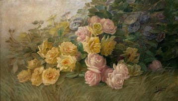 J. Solana (c. 1900) - Tendres Roses de Printemps, Antiek en Kunst