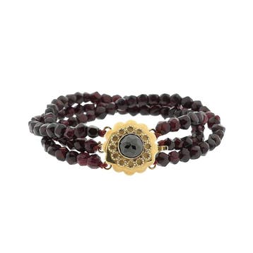 Antiek glaskralen armband met gouden slot; 16 cm, Ophalen of Verzenden, Gebruikt, Goud, Goud