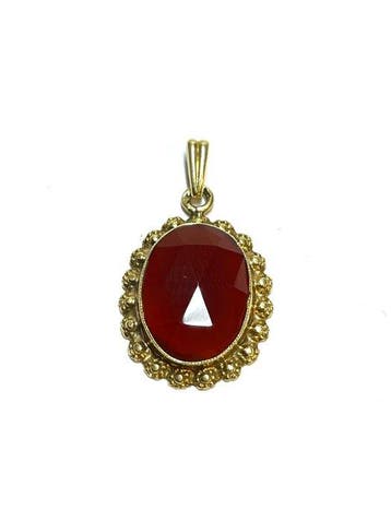 Zonder minimumprijs - Hanger - 14 karaat Geel goud Carneool, Sieraden, Tassen en Uiterlijk