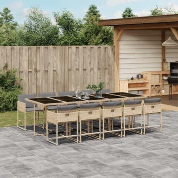 vidaXL 11-delige Tuinset met kussens poly rattan gemengd, Verzenden, Nieuw, Meer dan 8 zitplaatsen, Tuinset