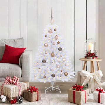 vidaXL Kunstkerstboom 120 cm PVC en staal Wit, Verzenden, Nieuw