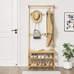 [en.casa] Schoenenrek Tornio met kapstok bamboe 168x70x35 cm, Huis en Inrichting, Kasten | Kledingkasten, Verzenden, Nieuw