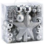 Kerstboomballen kunststof kleur Zilver set van 77 stuks, Verzenden, Nieuw