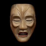 (With Mask Bag) Signed Japanese Wooden Noh Mask of KAGEKIYO, Antiek en Kunst