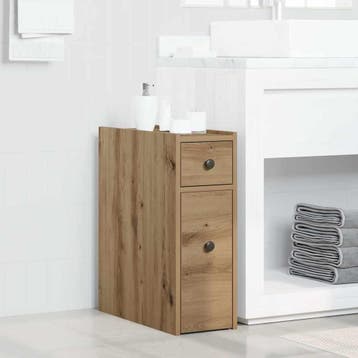 vidaXL Badkamerkast smal met wielen bewerkt hout artisanaal, Verzenden, Nieuw