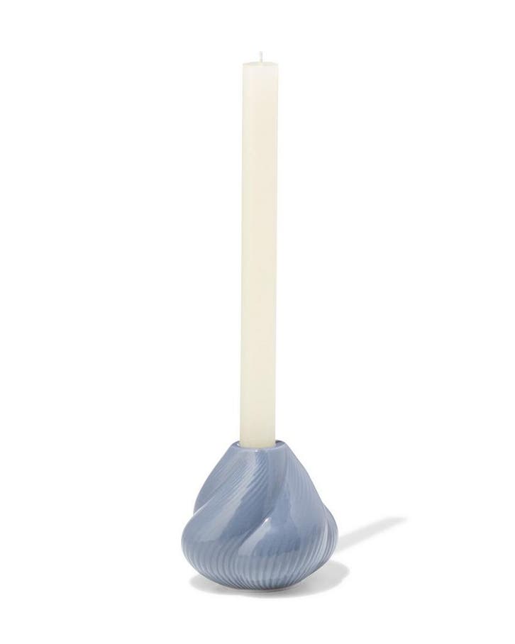 HEMA Kandelaar 9.2x9cm keramiek twist grijs, Huis en Inrichting, Woonaccessoires | Kandelaars en Kaarsen, Nieuw, Verzenden