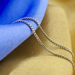 Witgouden dunne gourmetschakel ketting, Ophalen of Verzenden, Gebruikt, Overige kleuren, Goud