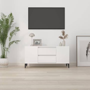 vidaXL Tv-meubel 102x44,5x50 cm bewerkt hout hoogglans wit, Minder dan 50 cm, Verzenden, Nieuw, Minder dan 100 cm