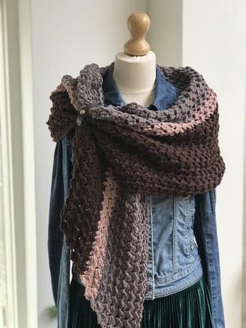 Haakpakket driekleuren Wintersjaal, Hobby en Vrije tijd, Breien en Haken, Ophalen of Verzenden, Nieuw, Breien of Haken, Wol of Garen