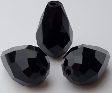 2 x Kristal Facetkraal van een druppel zwart 14,75 mm x 9..., Ophalen of Verzenden, Nieuw, Kraal
