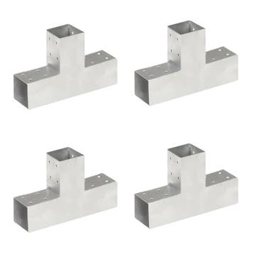vidaXL Paalverbindingen 4 st T-vorm 71x71 mm gegalvaniseerd, Verzenden, Nieuw