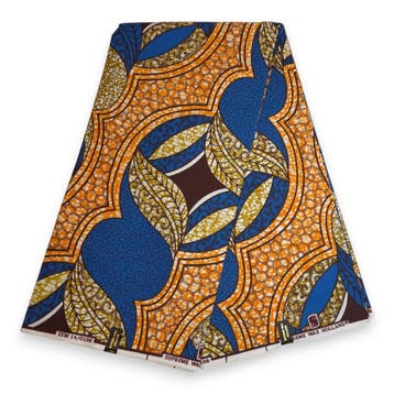 Afrikaanse stof - Oranje Blauw Ornamental Arch - Super Wax 1, Hobby en Vrije tijd, Ophalen of Verzenden, Nieuw