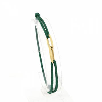 Groene Satijnkoortarmband met dubbele Gouden Closed forev..., Ophalen of Verzenden, Zo goed als nieuw, Groen, Goud