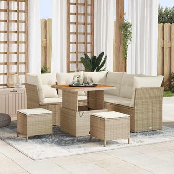 vidaXL Tuin Sofa Set 8 st 5-Aantal zitplaatsen Beige en, Verzenden, Nieuw, 8 zitplaatsen