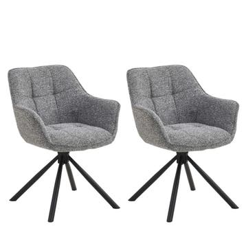 Set van 2 Eetkamerstoelen – Antraciet – Met Armleuning –, Zakelijke goederen, Ophalen of Verzenden, Nieuw in verpakking