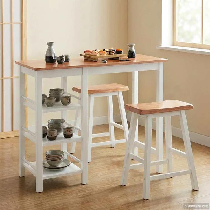 vidaXL 3-delige Barset MDF wit, Huis en Inrichting, Complete eetkamers, Nieuw, Verzenden