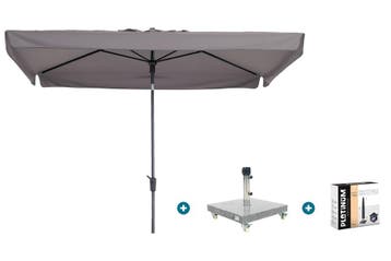 Madison Delos Luxe stokparasol 200x300 cm. - Taupe met, Verzenden, Nieuw, Parasolvoet, Kantelbaar