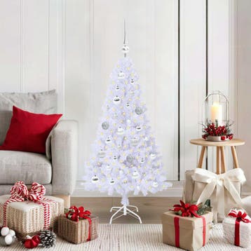 vidaXL Kunstkerstboom Wit 120 cm PVC en staal, Verzenden, Nieuw