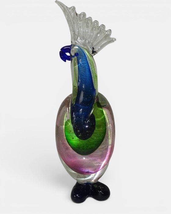 Beeld, Murano Kaketoe - 33.5 cm - Glas, Antiek en Kunst, Curiosa en Brocante